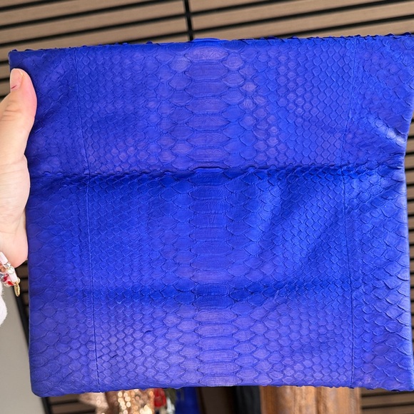 Chic Blue Real Python Clutch - Picture 3 of 6